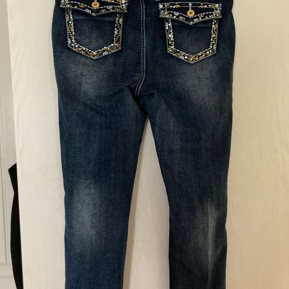Cato Dark Blue Boot Cut Jeans with Embellished Pockets